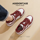 奧古獅登（Agsdon）板鞋女春季新款厚底百搭婚鞋女拼接時(shí)尚休閑鞋 133294 白紅 37