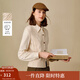 茵曼2025秋冬女裝新款假兩件拼接絞花針織襯衫學(xué)院風(fēng)復古長(cháng)袖開(kāi)衫 淺杏白 S