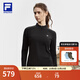 FILA 斐樂(lè )25冬季新款健身運動(dòng)半拉鏈瑜伽跑步內搭加絨保暖女子長(cháng)袖T恤 深黑-BK 2XL 180/96A/XXL