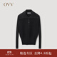 OVV秋冬熱賣(mài)女裝絲毛翻領(lǐng)半開(kāi)襟休閑長(cháng)袖針織衫 黑色（凈色）A7 M