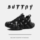 BUFFNY品牌老爹鞋男2024夏季新款綁帶設計時(shí)尚厚底百搭情侶運動(dòng)休閑鞋潮 黑色 41
