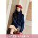 謎秀撞色愛(ài)心扣紅色毛衣外套女2025秋冬季洋氣寬松加厚針織開(kāi)衫上衣女 藏青色 毛衣 厚款 均碼