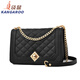 袋鼠（KANGAROO）小香風(fēng)菱格鏈條包2025時(shí)尚女包軟皮小方包女士單肩斜挎包 黑色