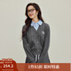 茵曼（INMAN）2025秋冬女裝新款學(xué)院風(fēng)polo領(lǐng)假兩件麻花毛衣英倫針織 花灰色 M