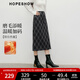 紅袖（hopeshow）撞色格紋半身裙2025冬季新款女裝復古風(fēng)氣質(zhì)百搭顯瘦輕熟直筒裙 藏青格915（預售10.31） M