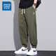 真維斯休閑褲男秋冬新款大碼寬松運動(dòng)哈倫束腳衛褲休閑加絨加厚長(cháng)褲子男 K005軍綠色 XL