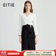 愛特愛（EITIE）通勤撞色不對稱女裙包臀收腰V領(lǐng)氣質(zhì)連衣裙秋季新款C2407414 極簡黑22 L 165