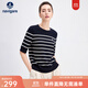 Navigare意大利小帆船女士條紋T恤25秋季新品純棉圓領(lǐng)體恤衫寬松顯瘦上衣 藍底白紋 S