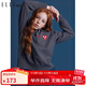 ELLE KIDS學(xué)院風(fēng)愛(ài)心繡標針織套裝女童秋裝翻領(lǐng)毛衣 灰色 165/M 