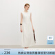 范思藍恩木耳邊亞麻圓領(lǐng)無(wú)袖連衣裙女夏2025新款優(yōu)雅氣質(zhì)長(cháng)裙2773 白色 L
