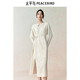 太平鳥(niǎo)女裝連衣裙國風(fēng)長(cháng)袖新中式鏤空收腰東方簡(jiǎn)奢風(fēng) 米色 S