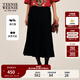 Teenie Weenie小熊女裝半身裙2025秋新款學(xué)院風(fēng)刺繡休閑大擺百褶裙 黑色 S 160