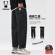 HIPANDA你好熊貓加絨休閑褲男2025年秋冬新款美式潮流休閑直筒褲男長(cháng)褲子 黑色加絨 4XL