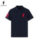 POLOWALK男士polo衫2024夏季新款時(shí)尚字母刺繡簡(jiǎn)約純棉短袖衣服男裝 藏青 XL