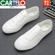 卡帝樂(lè )鱷魚(yú)（CARTELO）2025新品帆布鞋男夏季百搭低幫透氣韓版白色休閑薄款開(kāi)車(chē)平板男鞋 純米白 6781系帶款 40