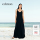 edition吊帶裙女夏新款浪漫度假風(fēng)扭結粗繩絲巾黑色氣質(zhì)長(cháng)裙 黑色 XS