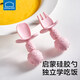 樂(lè )扣樂(lè )扣嬰兒硅膠軟勺短柄訓練勺寶寶學(xué)吃飯一歲兒童叉子自主進(jìn)食輔食勺子 貝麗粉【叉勺+收納盒】