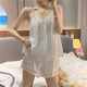 TULX睡衣女夏季純欲辣妹感網(wǎng)紅風(fēng)吊帶短褲2024新款家居服套裝女款 白色WB2336  [s26]【梭織棉】 M 80-100斤