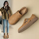 ZHR軟底全包平底勃肯鞋女樂(lè )福鞋春秋季新款鞋子法式復古一腳蹬單鞋女 栗色 36