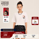 Teenie Weenie小熊短袖T恤女2025年春夏新款刺繡學(xué)院風(fēng)短袖打底衫上衣 象牙白 S 160