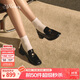 73Hours章若楠同款女鞋風(fēng)笛樂(lè )章2025新款金幣樂(lè )福鞋粗跟小皮鞋時(shí)尚