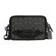 蔻馳（COACH）男包  Charter 19系列織物提花皮革包邊斜挎包男款單肩包 黑色老花CC069 MI5 長(cháng)19cm 寬4.5cm 高13cm