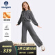 NAVIGARE女童套裝秋季新款兒童外套褲子兩件套長袖毛衫舒適親膚 連帽闊腿深灰 165