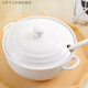 美克杰家用雙耳帶蓋陶瓷湯窩創(chuàng)意燉盅純白大號容量飯湯碗湯盆微波爐 1400ML螺紋純白款 有孔蓋+勺