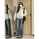衣圖雅派克服棉服女2024新款冬季毛領(lǐng)加絨棉衣美式羽棉襖絨服女夾棉外套 白灰色 均碼