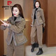 皮爾卡丹加絨加厚時(shí)尚套裝女2025年秋冬季新款洋氣減齡寬松保暖休閑兩件套 卡其色【兩件套】 3XL 【建議140-160斤】