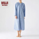 无印良品 MUJI 女式 棉 宽版连衣裙 春季 长袖 纯棉FD94CC3A 萨克森蓝 M (155/80A)