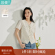 茵曼（INMAN）法式蝴蝶刺繡襯衣2025夏季女裝新款設計感白色V領(lǐng)短袖上衣 云朵白 M