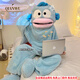淺物搞怪丑魚連體睡衣女珊瑚絨加厚保暖秋冬季卡通可愛搞怪情侶睡袍 B706搞怪丑魚單袍+鞋子 S 【80-100斤高品質絨】