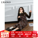 LAGOGO復古格紋吊帶連衣裙女拉谷谷2024年冬季新款高級感長(cháng)款裙子 混色(Y0) L