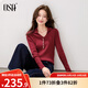 OSA[新品]歐莎鉤花V領(lǐng)紅色針織衫女2025秋季新款氣質(zhì)顯瘦毛衣上衣 大紅色 L