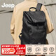 JEEP雙肩包吉普背包潮流通勤防潑水大容量多口袋PU雙肩包菱格黑雙肩包