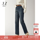 玖姿（JUZUI）休閑簡約通勤風(fēng)加絨直筒牛仔褲女2025冬季新款JTFD12101 深藍(lán) M