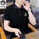 狄帝鯊（DIDISHA）POLO男士短袖T恤翻領(lǐng)帶領(lǐng)高端刺繡冰絲透氣修身休閑上衣男潮夏季 R20-黑色 XL 【115-130斤】