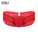 U&I內褲男個(gè)性低腰小平角褲提臀薄款冰絲潮透氣陰囊托紅色褲頭9011 升級二代紅色 1條 L