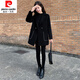 皮爾卡丹（pierre cardin）23年新款冬季外套女春秋新款赫本風(fēng)中長(cháng)款修身顯瘦小西裝領(lǐng)毛呢外 黑色(常規) L 適合116-125斤左右