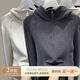 尚濤雙面絨衛(wèi)衣女春裝女新款高領(lǐng)半拉鏈連帽設(shè)計感減齡打底衫 杏色+深灰色 XL建議115-130斤