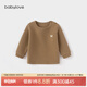 babylove嬰兒上衣春秋季男女寶寶衛(wèi)衣高級(jí)秋裝長(zhǎng)袖T恤內(nèi)搭華夫格打底 雪菲咖 90 cm