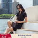 TOMMY HILFIGER【鑲邊V領(lǐng)】夏季女裝氣質(zhì)休閑通勤顯瘦POLO連衣裙 藏青色FAP S