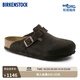BIRKENSTOCK勃肯德國進(jìn)口男女款牛皮絨面革軟底Boston包頭拖鞋 深棕窄版660463 37