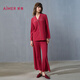 愛(ài)慕紅色本命年家居服套裝女海藻家居服翻領(lǐng)開(kāi)襟睡衣睡褲套裝AM46A292 紅色JF0 M (165)