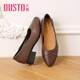 大東淺口鞋女2025春季新款優(yōu)雅低跟方跟單鞋套腳舒適尖頭女鞋1004 咖啡色 36
