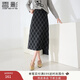 香影摩登格紋半身裙女深灰2025秋季新款優(yōu)雅復古后開(kāi)叉高腰裙子 深灰 S 155/60A/85-95斤