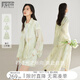 對(duì)白薄荷曼波襯衫套裝裙女2025秋裝新款印花短褲半身裙懶人三件套 朦朧印花 M