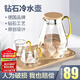 德國MOOSEN 涼水壺玻璃水壺家用大容量水瓶涼水杯冷水壺茶壺套裝耐熱高溫防爆 1800ML鉆石壺+2個(gè)鉆石杯(無(wú)托盤(pán))