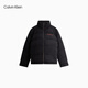 Calvin Klein Jeans秋冬男士通勤撞色印花鴨絨絎縫立領(lǐng)羽絨服J322258 BEH-太空黑 M